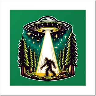 Bigfoot UFO Abduction Posters and Art